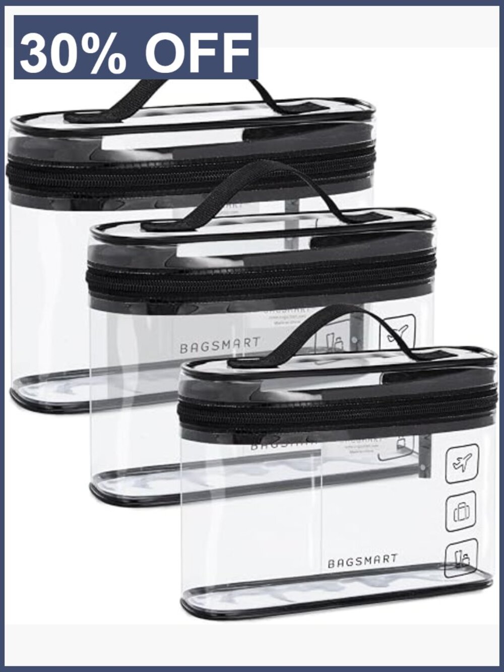 TSA Approved Clear Toiletry Bag 3 Pack Waterproof Travel Organizer Quart Size